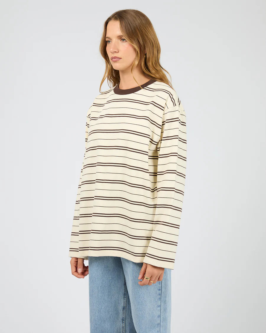SILENT THEORY - Strip Long Sleeve Tee - CHOCOLATE
