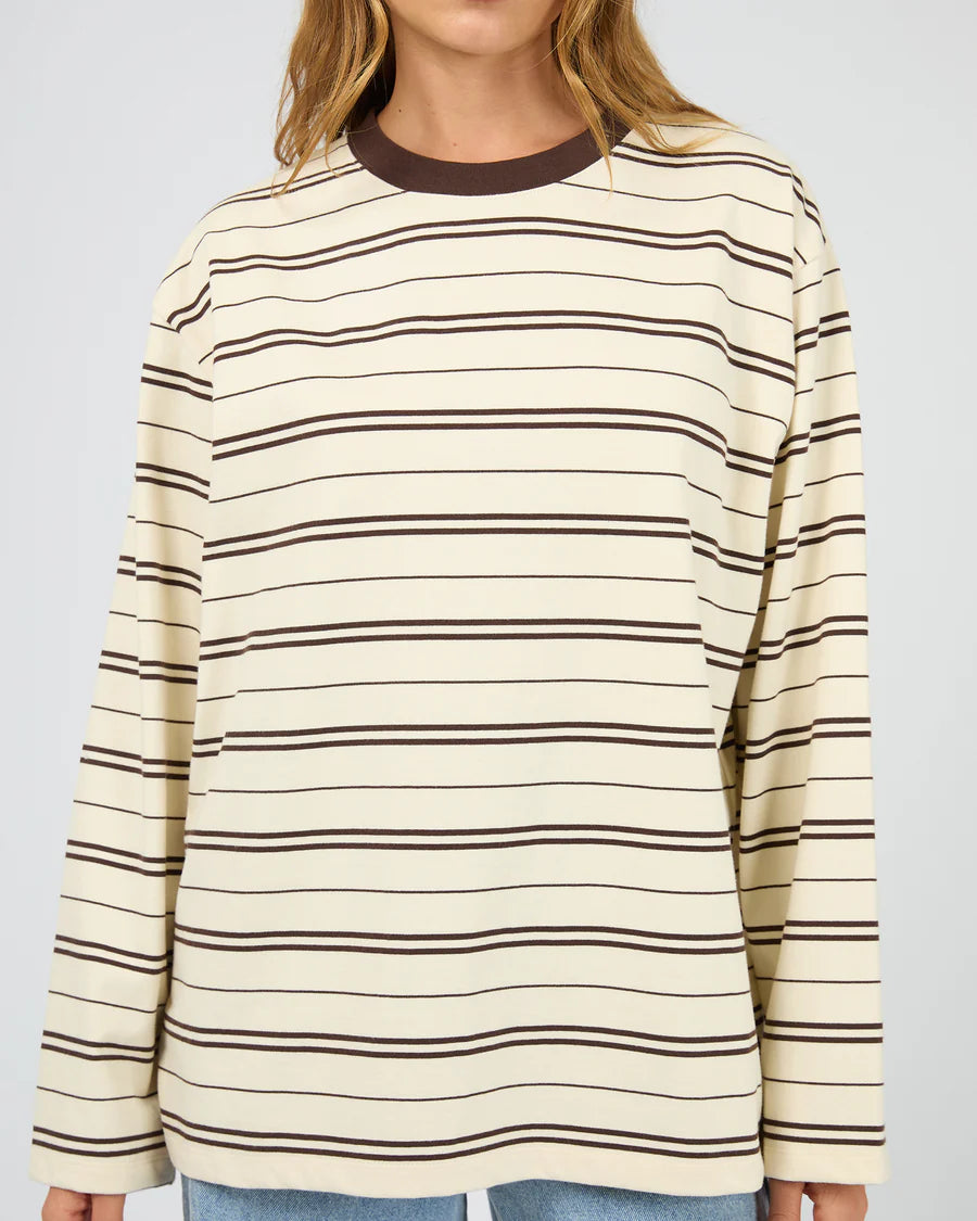 SILENT THEORY - Strip Long Sleeve Tee - CHOCOLATE