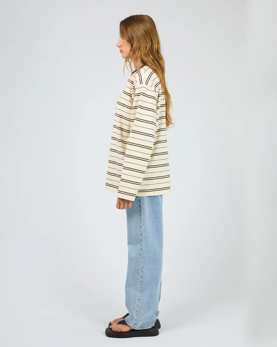 SILENT THEORY - Strip Long Sleeve Tee - CHOCOLATE