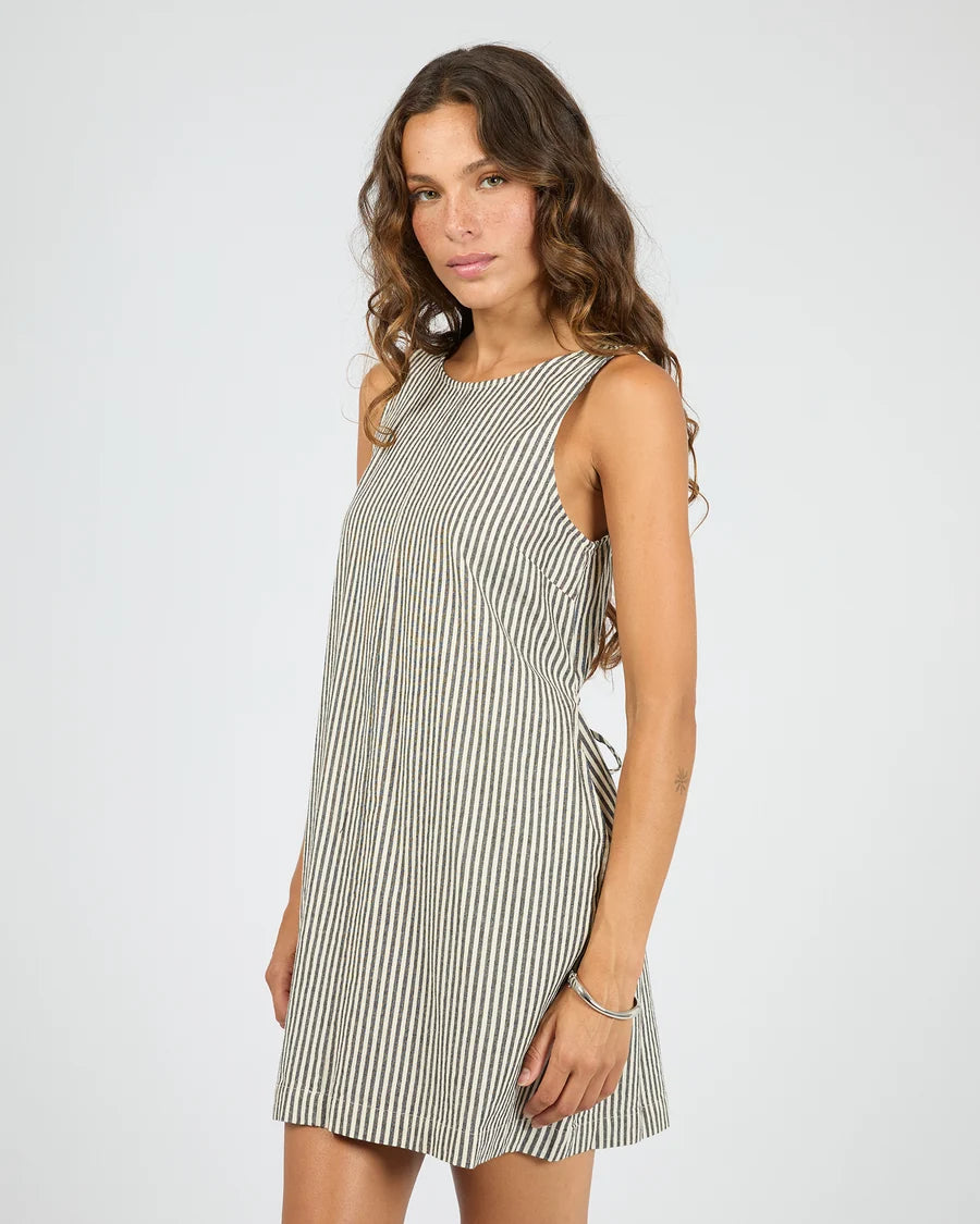 SILENT THEORY - Sunday Tie Waist Mini Dress - BLACK