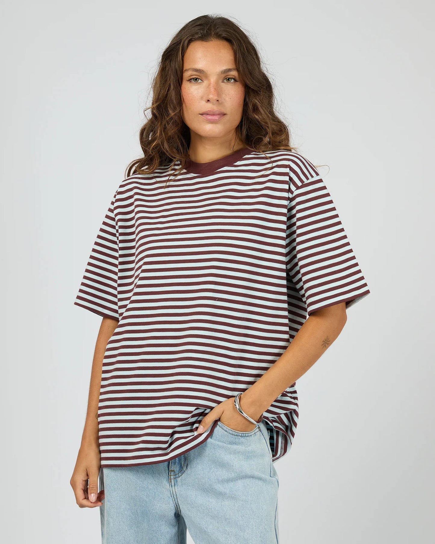 SILENT THEORY - Stripe Short Sleeve Tee - LIGHT BLUE