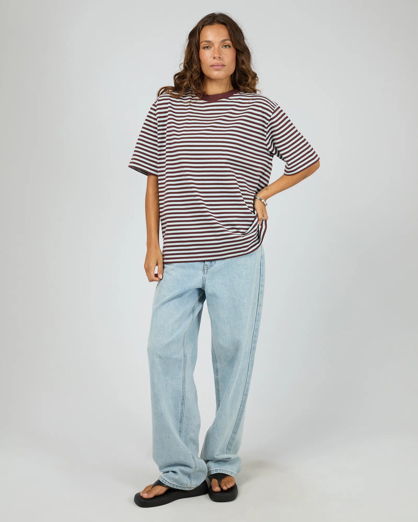 SILENT THEORY - Stripe Short Sleeve Tee - LIGHT BLUE
