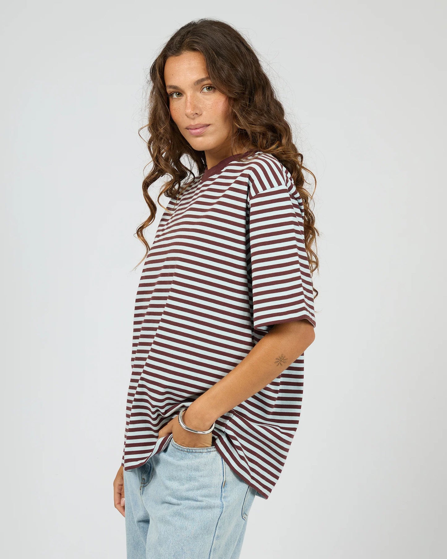 SILENT THEORY - Stripe Short Sleeve Tee - LIGHT BLUE
