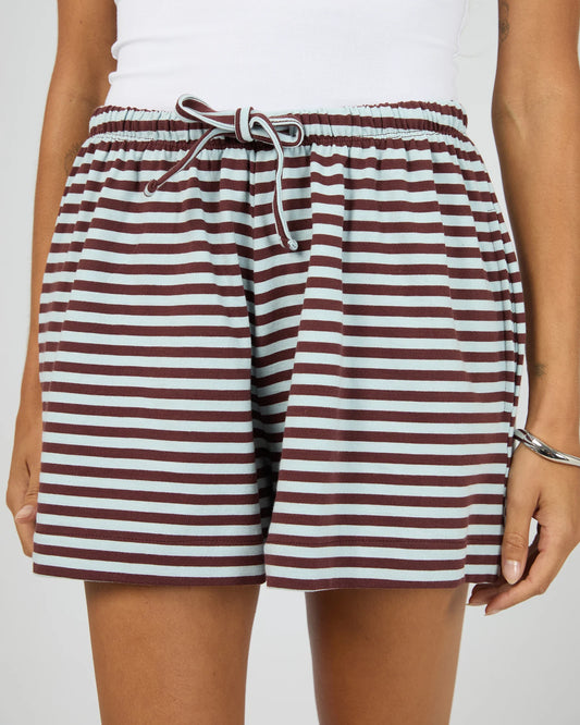 SILENT THEORY - Stripe Tie Waist Short - LIGHT BLUE