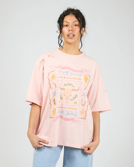 ALL ABOUT EVE - Aloha Howdy Oversized Tee - Pale Pink