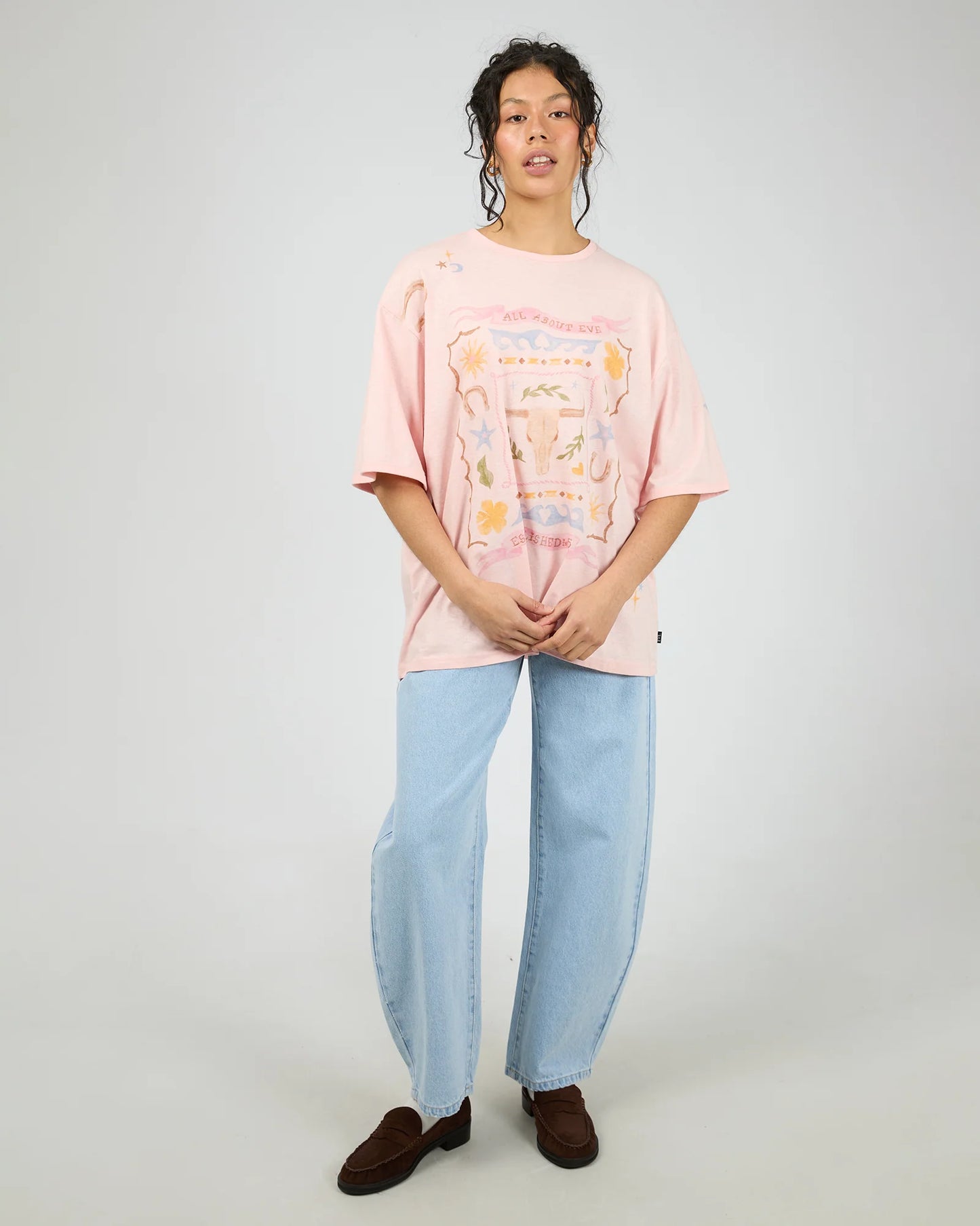 ALL ABOUT EVE - Aloha Howdy Oversized Tee - Pale Pink