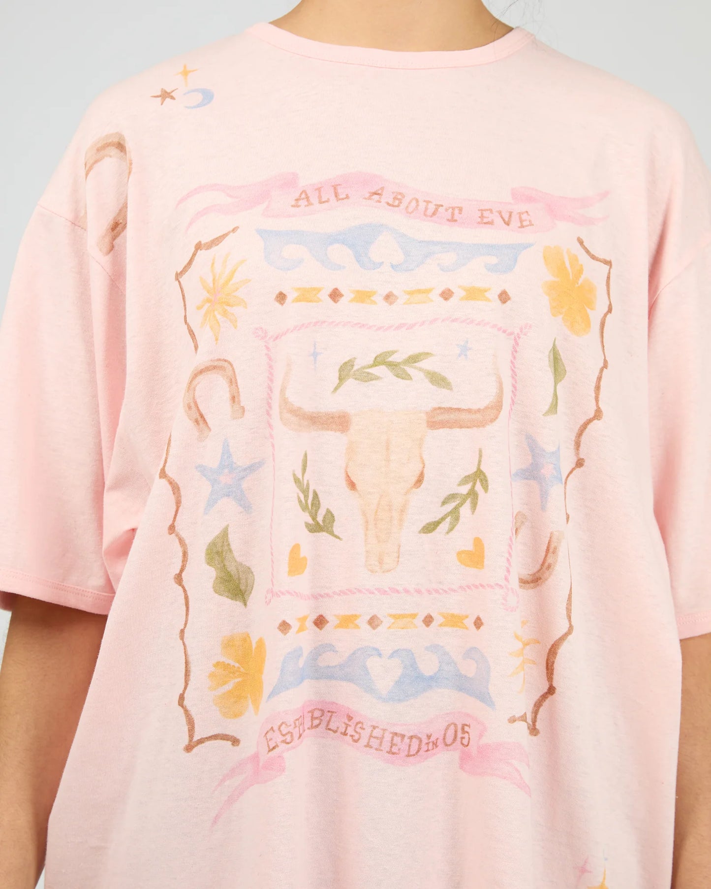 ALL ABOUT EVE - Aloha Howdy Oversized Tee - Pale Pink
