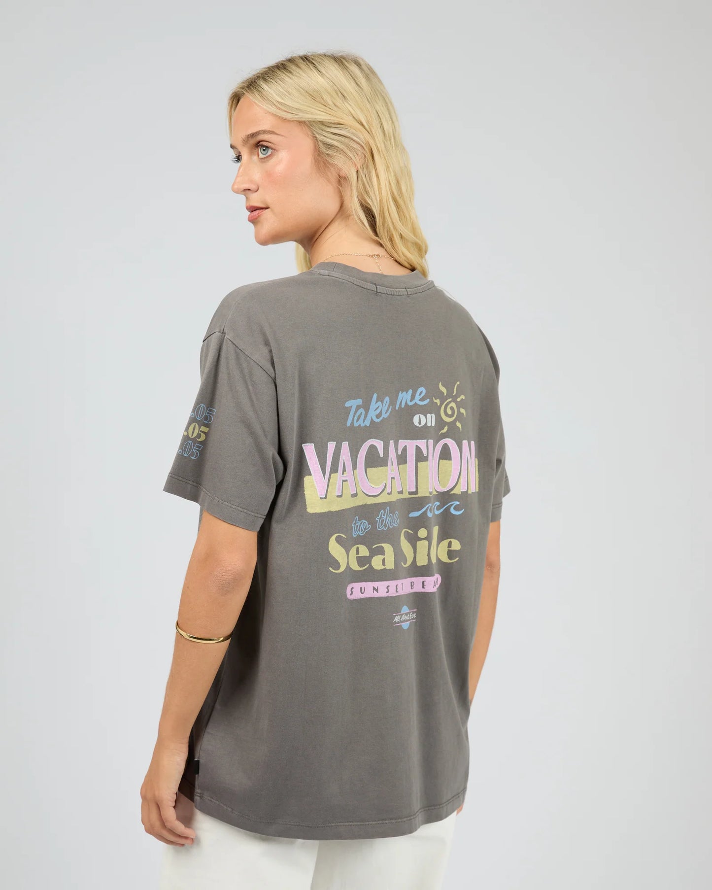 All About Eve Vacation Relaxed Tee Charcoal