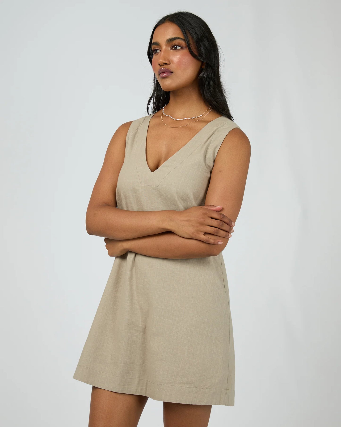 ALL ABOUT EVE - Essential Mini Dress - Stone