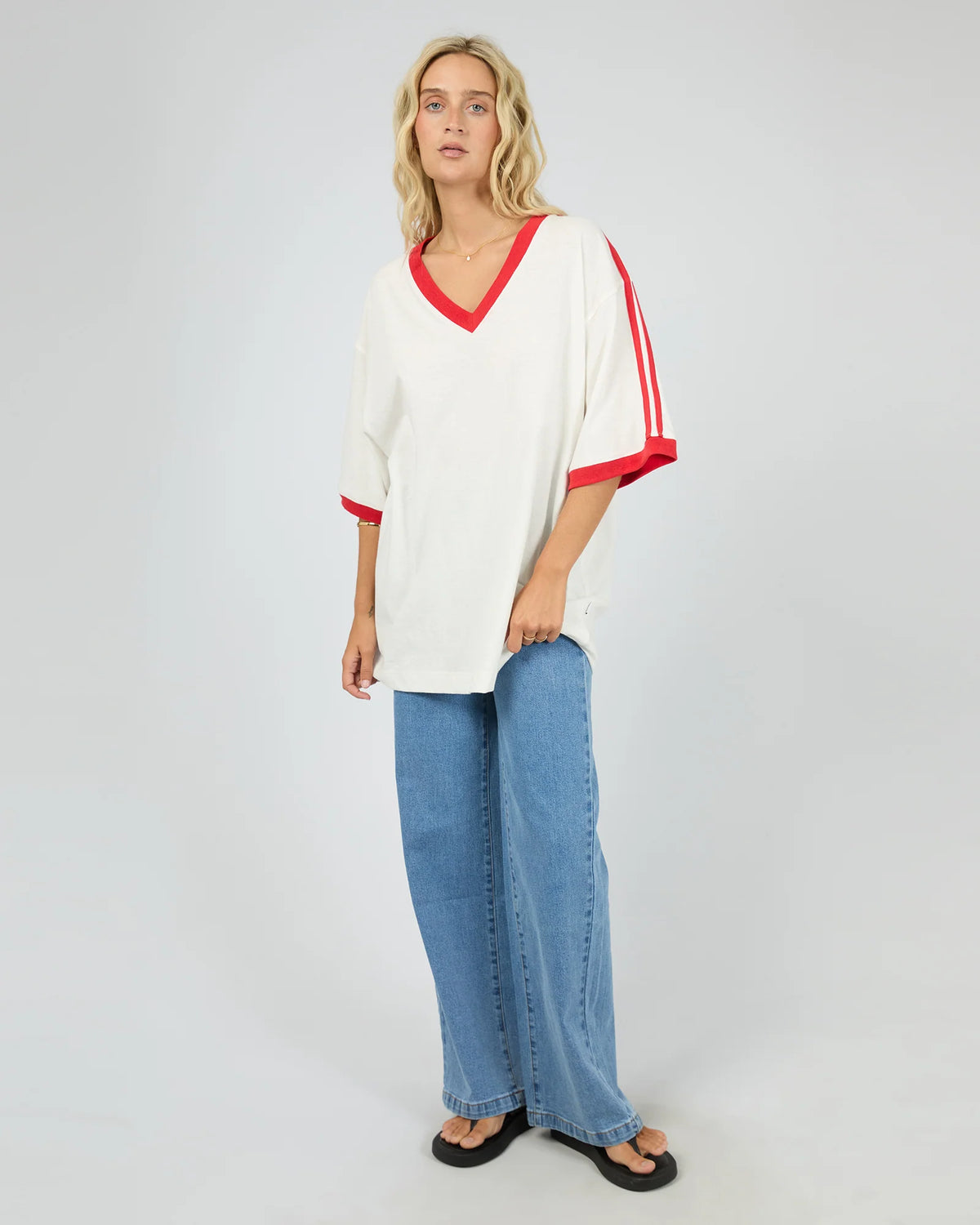 ALL ABOUT EVE - Zulu Panel Oversized V Neck Tee Vintage White
