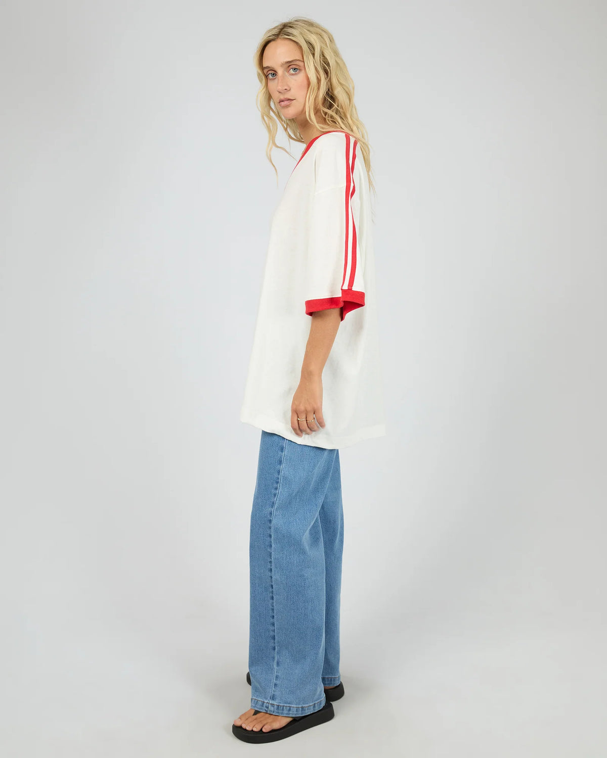 ALL ABOUT EVE - Zulu Panel Oversized V Neck Tee Vintage White