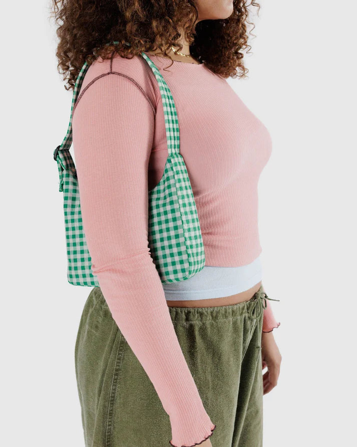 BAGGU - Mini Nylon Shoulder Bag - Green Gingham