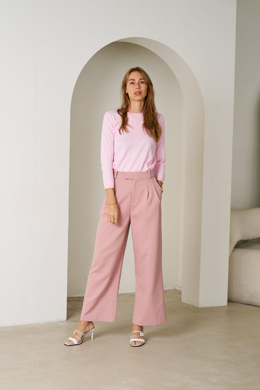VALERIA LABEL - Herschel Cotton Knit Top - Pink