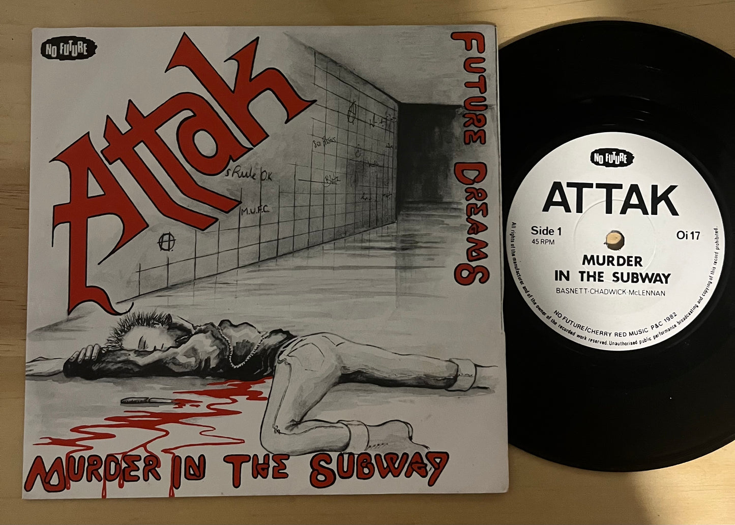 ATTAK MURDER IN THE SUBWAY - FUTURE DREAMS 7'' 45 RARE 1982 UK PUNK