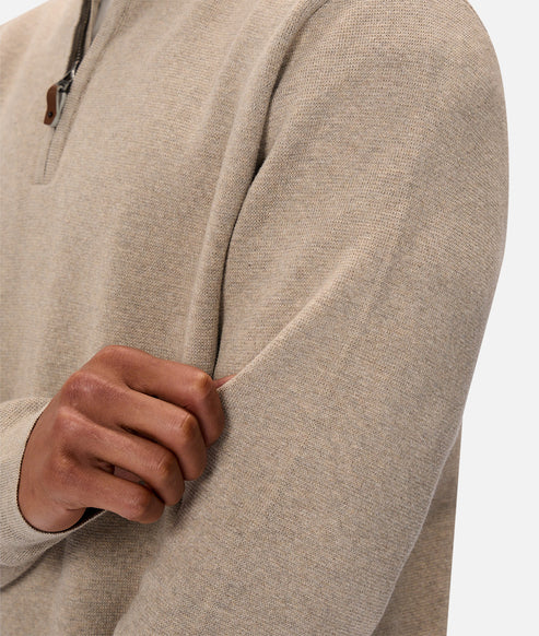 INDUSTRIE - THE LAKEWOOD ZIP NECK KNIT - WHEAT M 24