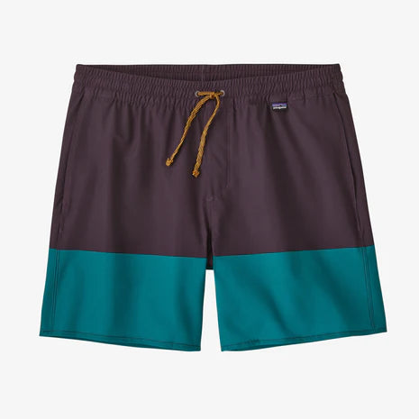 PATAGONIA - Men's Hydropeak Volley Shorts - 16" - Santa Cruz Block - Obsidian Plum