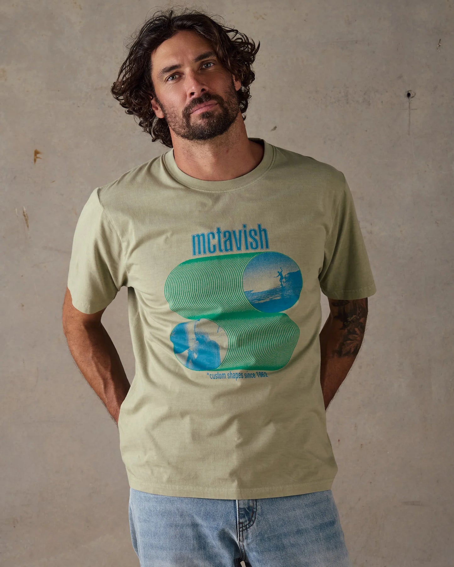 McTAVISH - Waves Tee by Schuyler Beecroft - Light Green