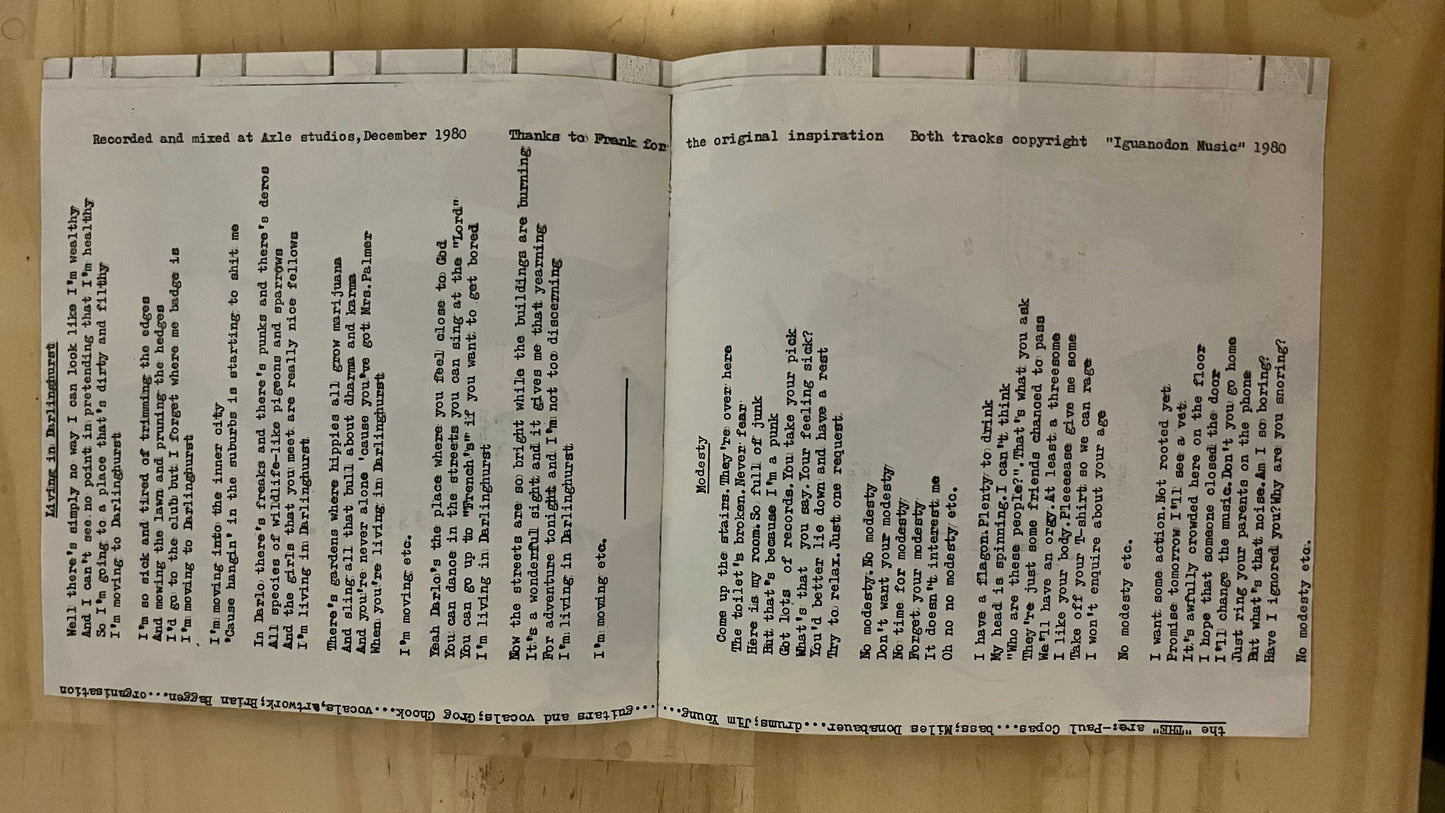 THE THE Living in Darlinghurst 7’’ 45 1981 Mint