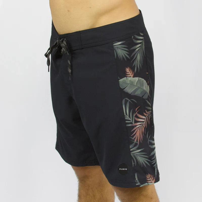 CARVE - CASTAWAY - Men's flat waist boardies - Black