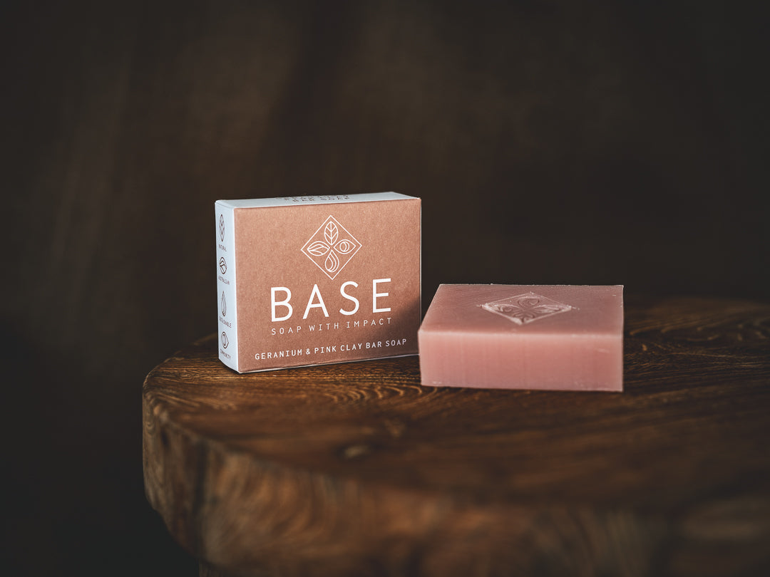 BASE SOAP - Bar Soap Geranium & Pink Clay