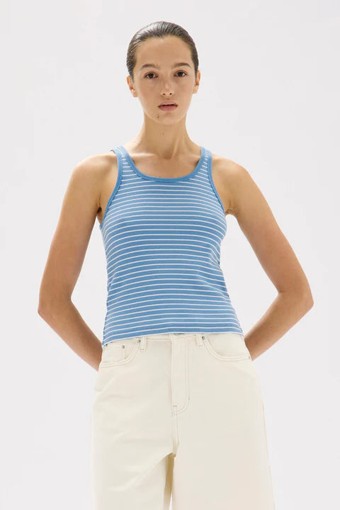 ASSEMBLY LABEL - Drew Stripe Rib Tank - BAHAMA/WHITE