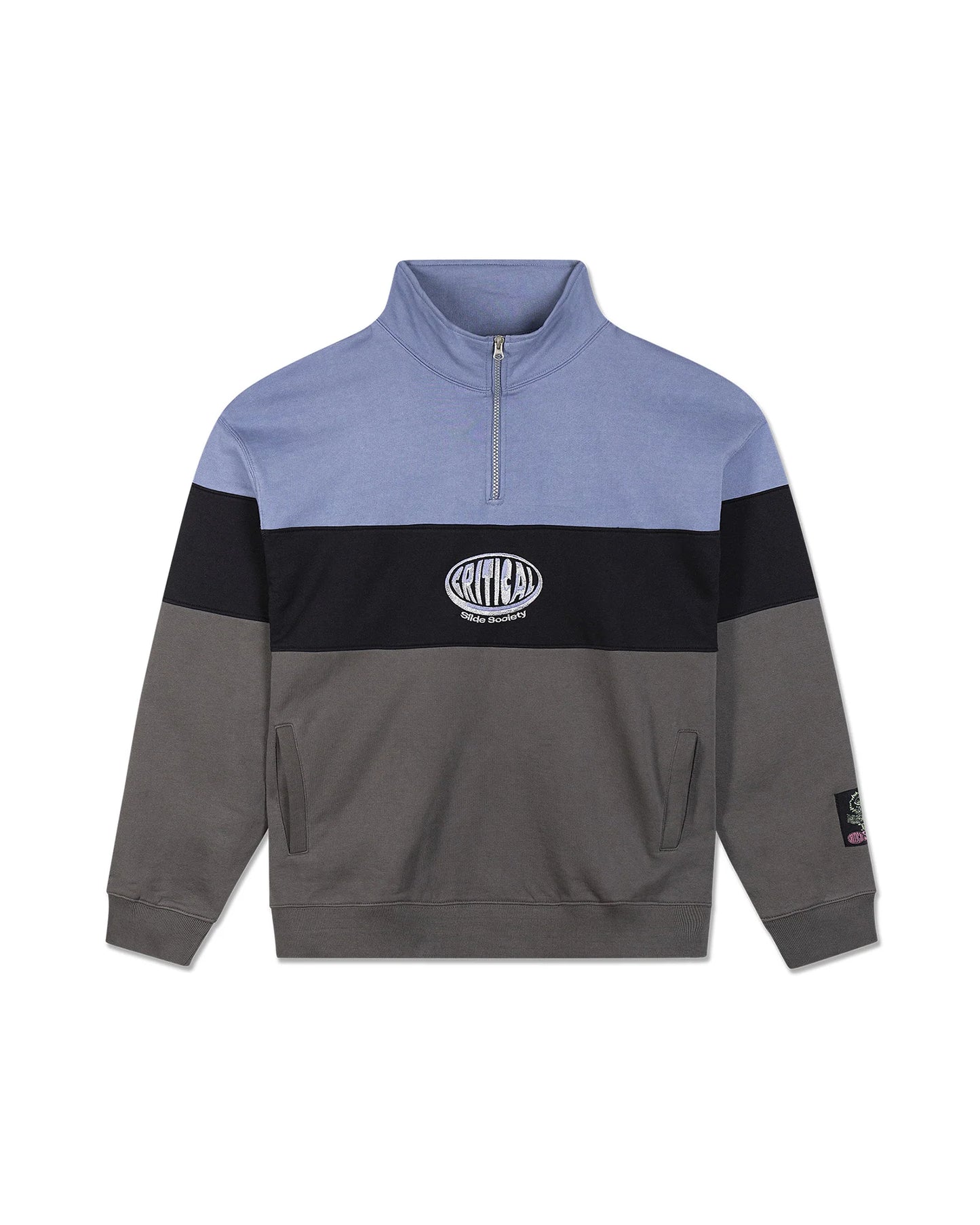 THE CRITICAL SLIDE SOCIETY - Buzzed Panel 1/4 Zip Crew - BLUE