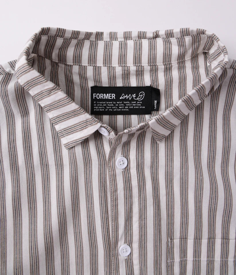 FORMER - Reynolds Stripe SS Shirt - Choc