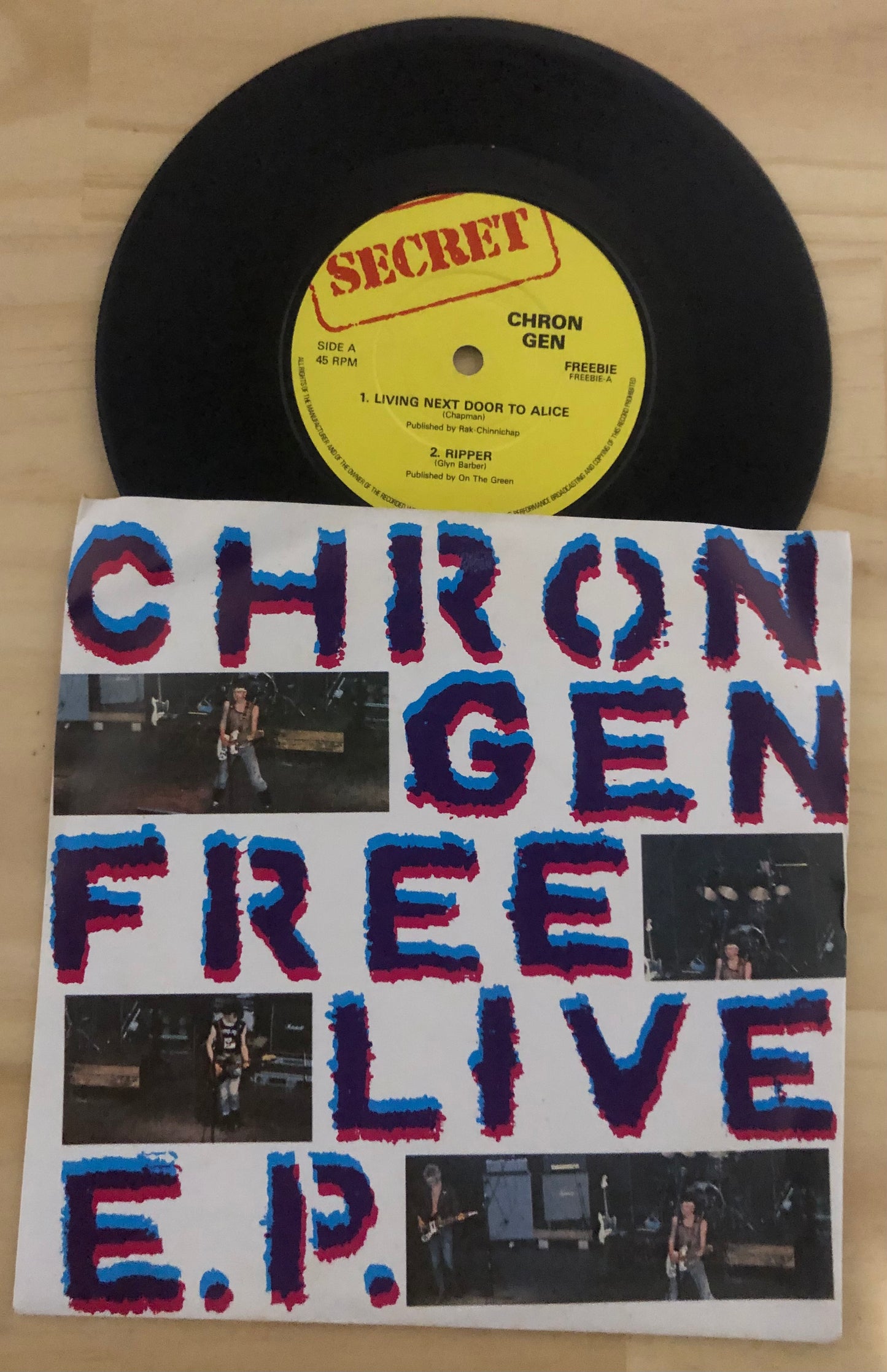 CHRON GEN  Free Live EP - 1981 UK 3-track 7" Vinyl Single Near Mint