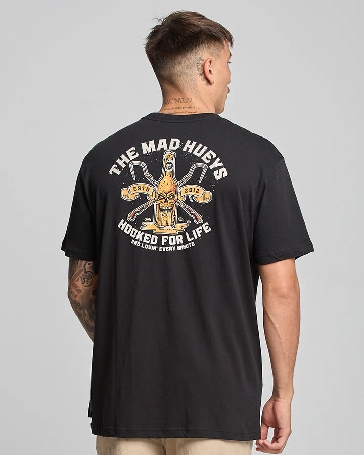 THE MAD HUEYS - Hooked For Life SS Tee - BLACK