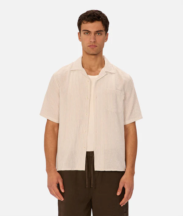 INDUSTRIE -  The Frescati Short Sleeve Shirt - Off White / Blue / Grey