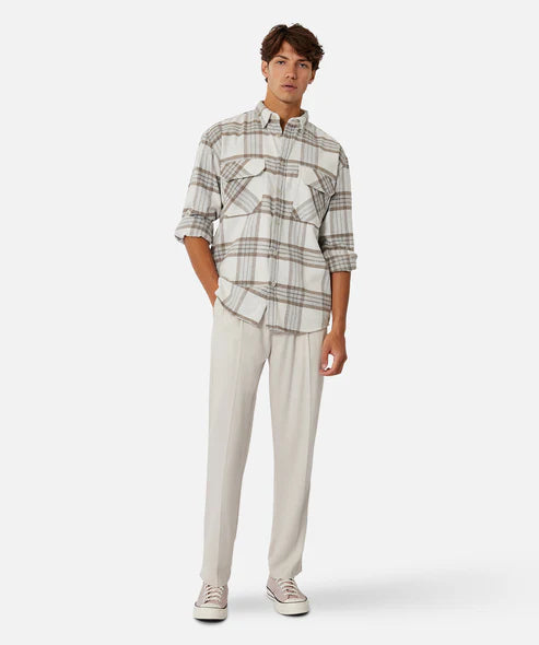 INDUSTRIE - The Derby L/S Shirt - Taupe Tweed