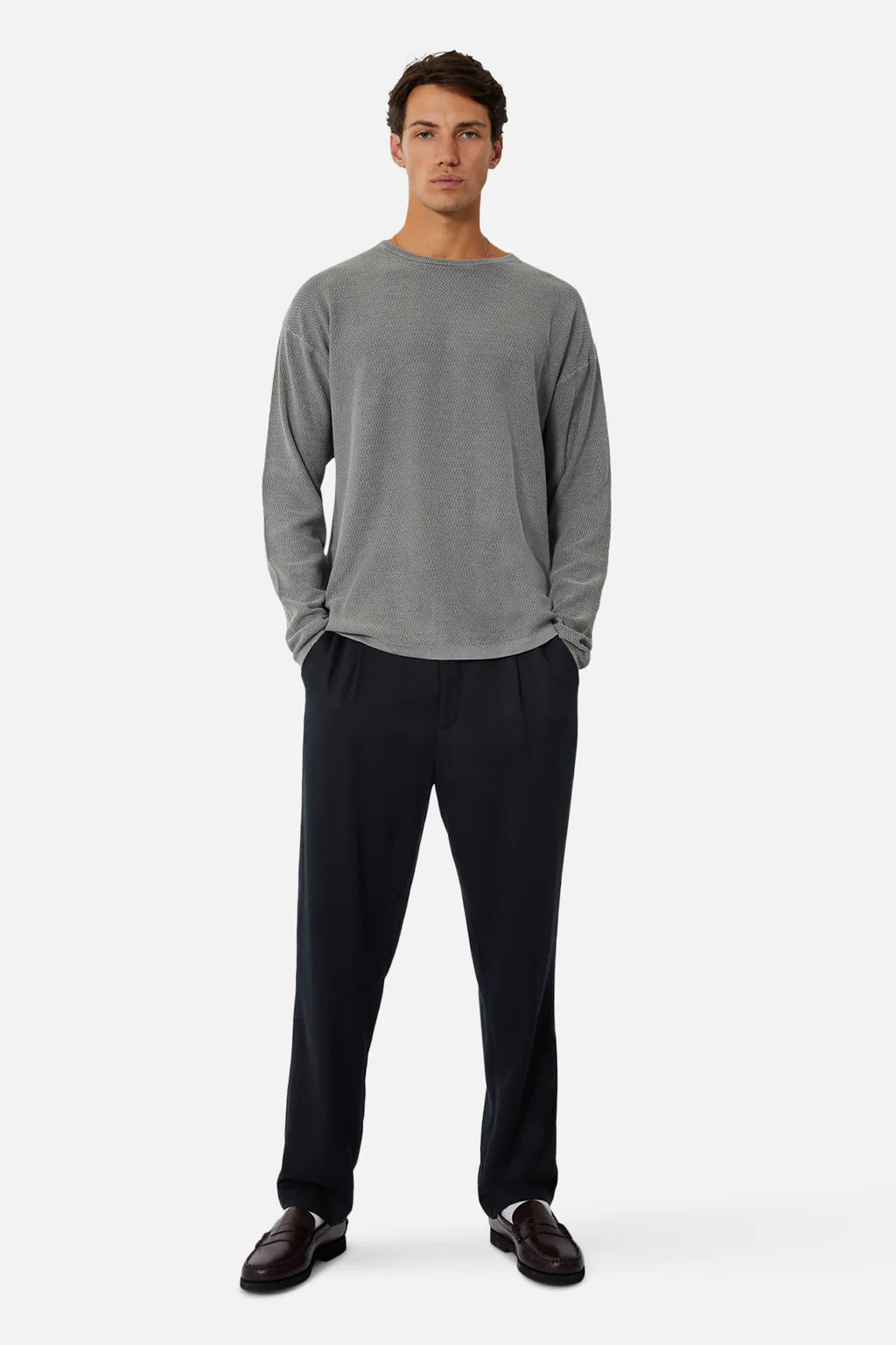 INDUSTRIE - THE WASHED ARIES KNIT - OD STEEL