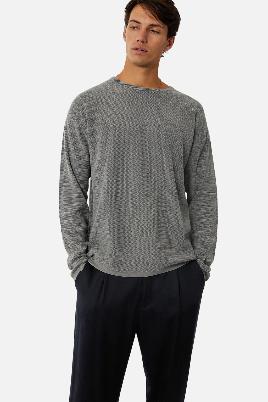 INDUSTRIE - THE WASHED ARIES KNIT - OD STEEL
