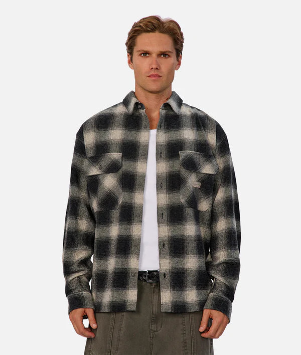 INDUSTRIE - The Alameda L/S Shirt - Charcoal Grey