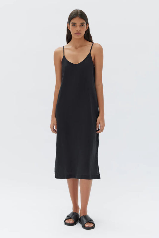 ASSEMBLY LABEL - Linen Slip Dress - BLACK