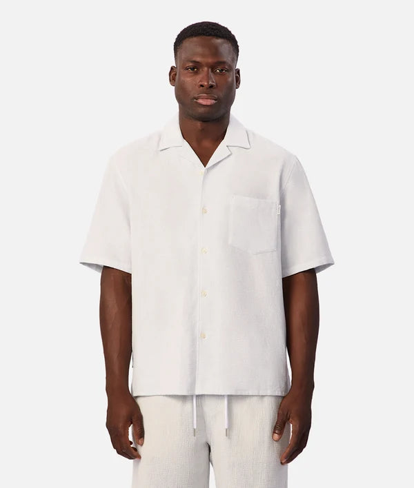 INDUSTRIE - The Check Marbella Short Sleeve Shirt - Sky / Off White
