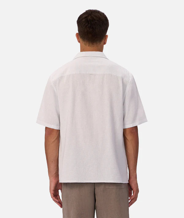 INDUSTRIE - The Striped Marbella Short Sleeve Shirt - Sky / Off White