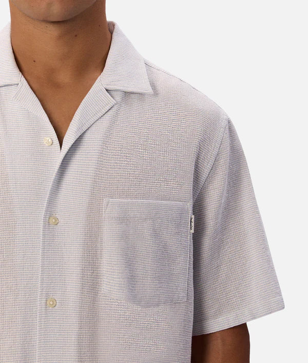 INDUSTRIE - The Striped Marbella Short Sleeve Shirt - Sky / Off White