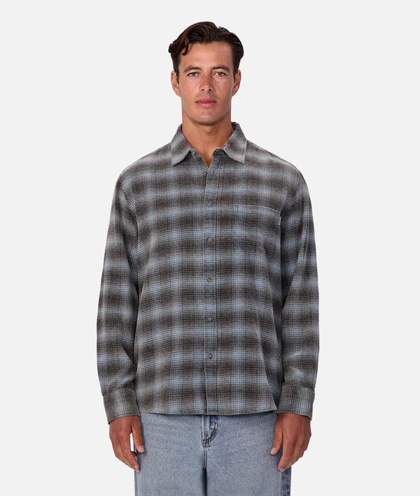 INDUSTRIE - The Durango L/S Shirt - CHARBLUCOM