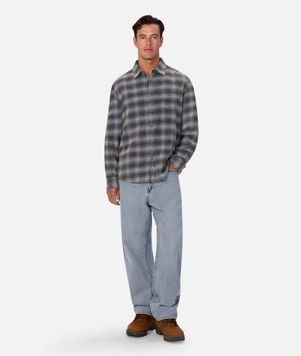 INDUSTRIE - The Durango L/S Shirt - CHARBLUCOM