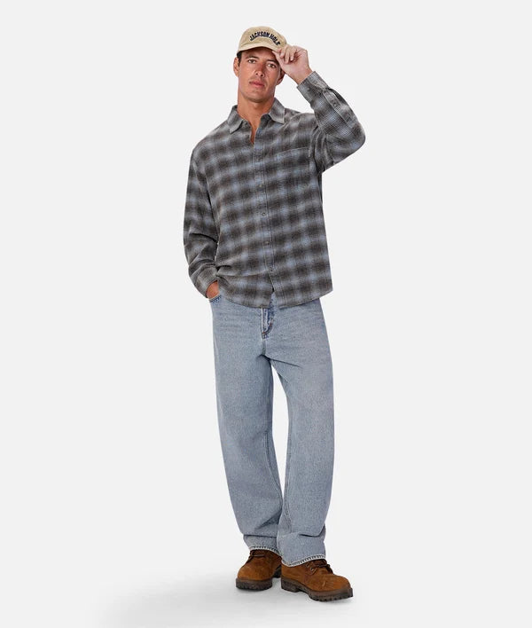 INDUSTRIE - The Durango L/S Shirt - CHARBLUCOM