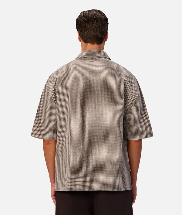 INDUSTRIE - The Charlestown Short Sleeve Shirt - Taupe / Navy