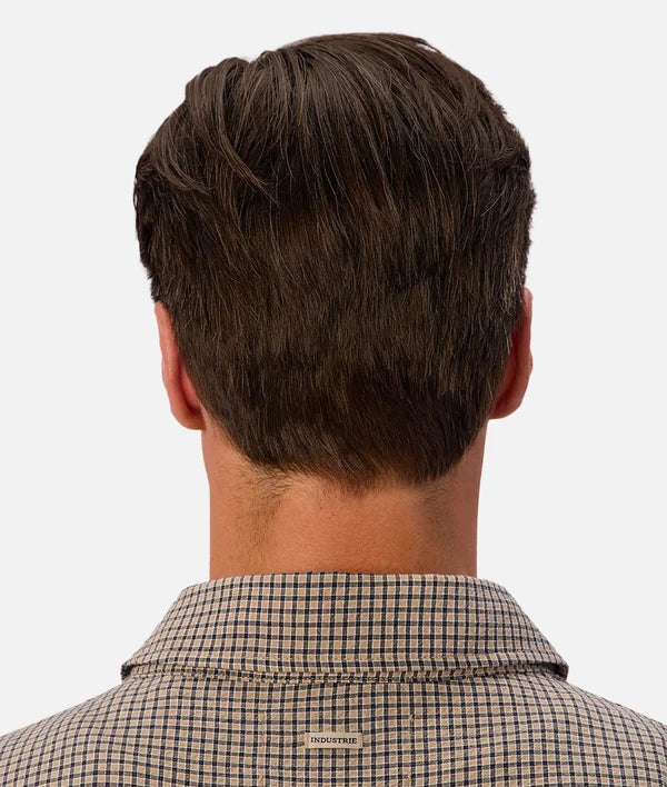 INDUSTRIE - The Charlestown Short Sleeve Shirt - Taupe / Navy