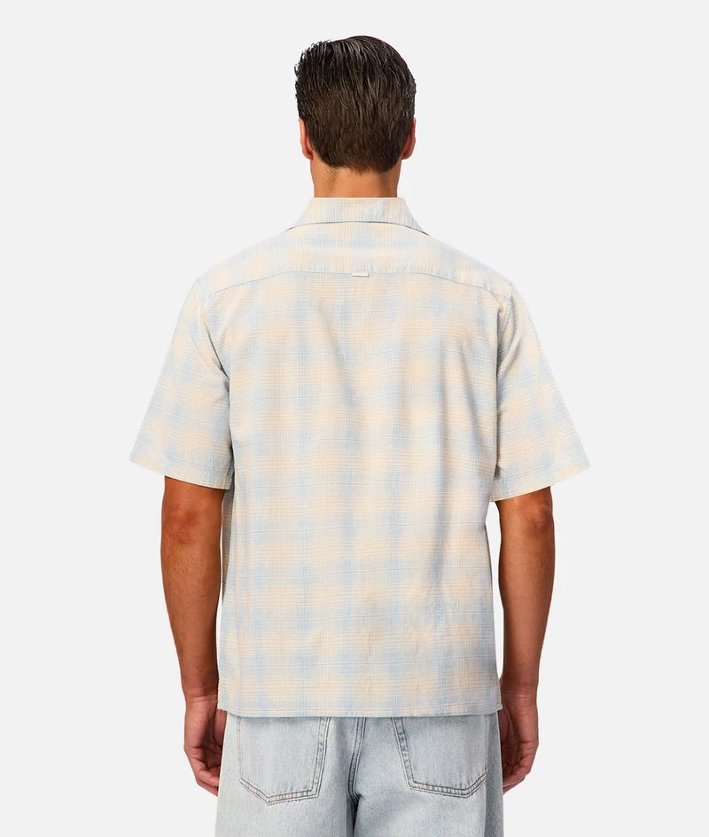 INDUSTRIE - The Stone / Sky Check Short Sleeve Shirt - Stone Light Blut Marle