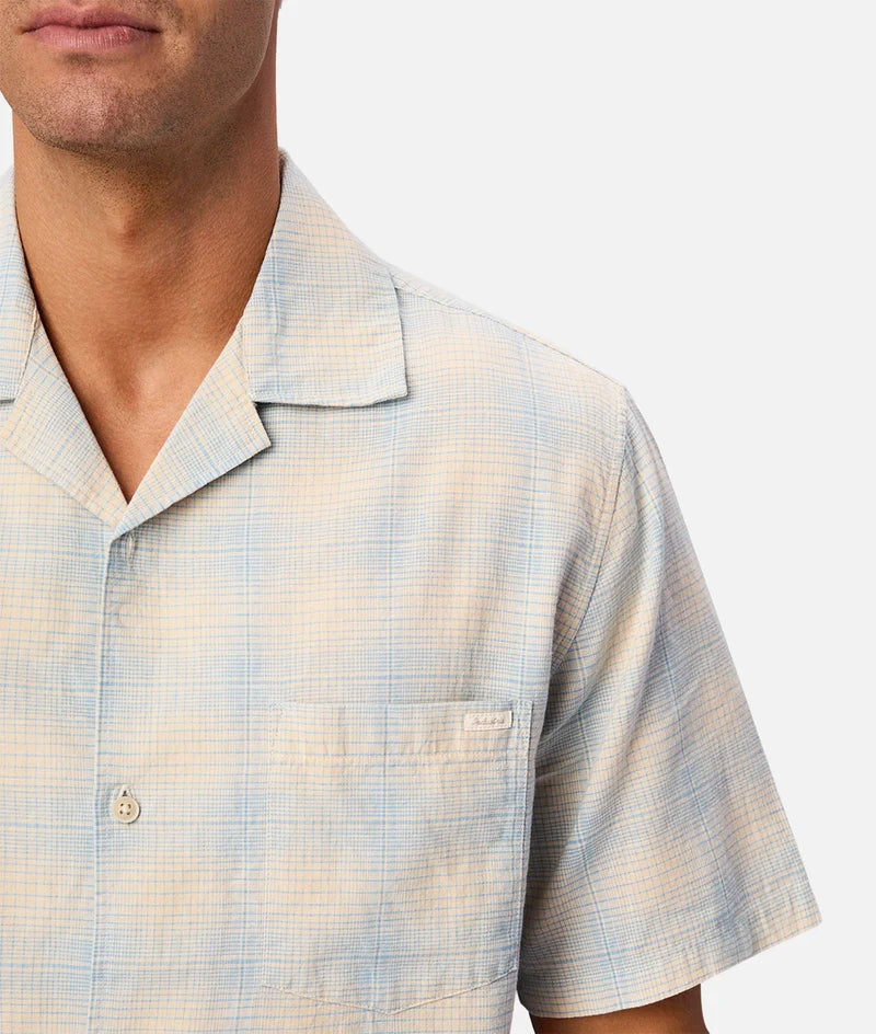 INDUSTRIE - The Stone / Sky Check Short Sleeve Shirt - Stone Light Blut Marle