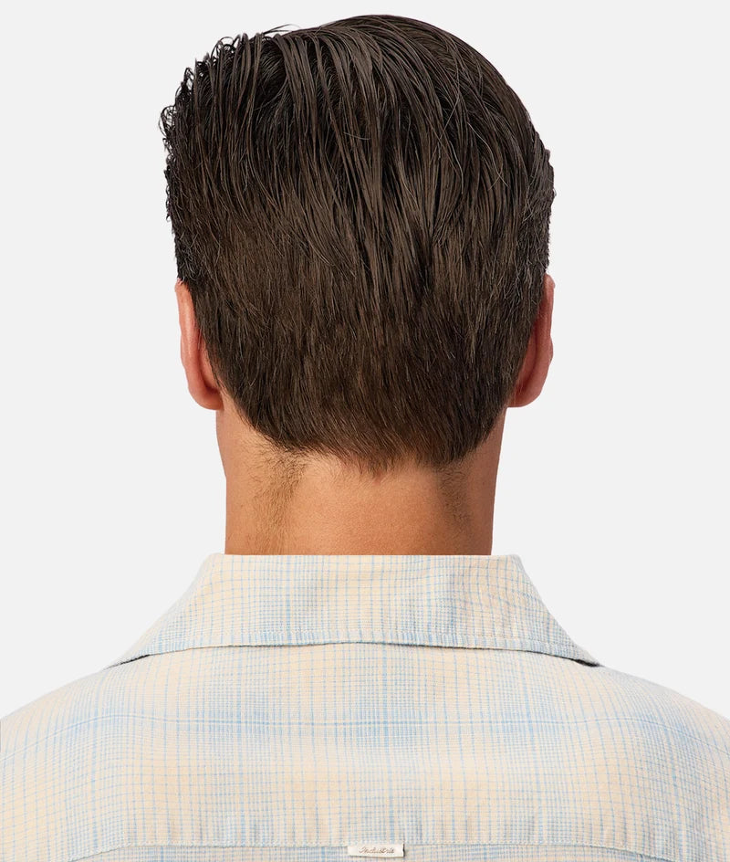 INDUSTRIE - The Stone / Sky Check Short Sleeve Shirt - Stone Light Blut Marle