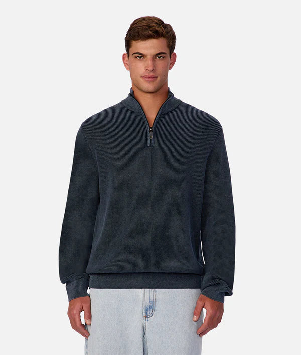 INDUSTRIE - The New England Wash Zip Neck - ACID NAVY