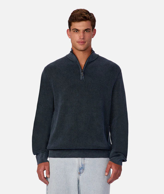 INDUSTRIE - The New England Wash Zip Neck - ACID NAVY