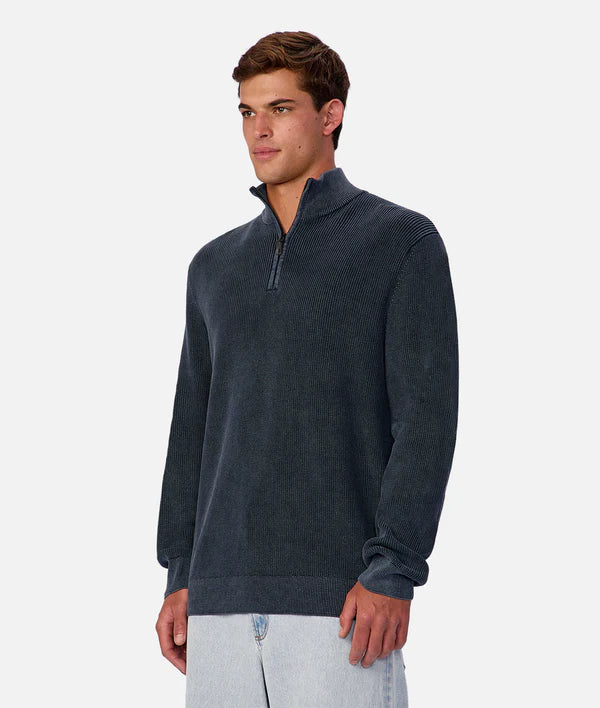 INDUSTRIE - The New England Wash Zip Neck - ACID NAVY