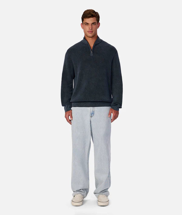 INDUSTRIE - The New England Wash Zip Neck - ACID NAVY